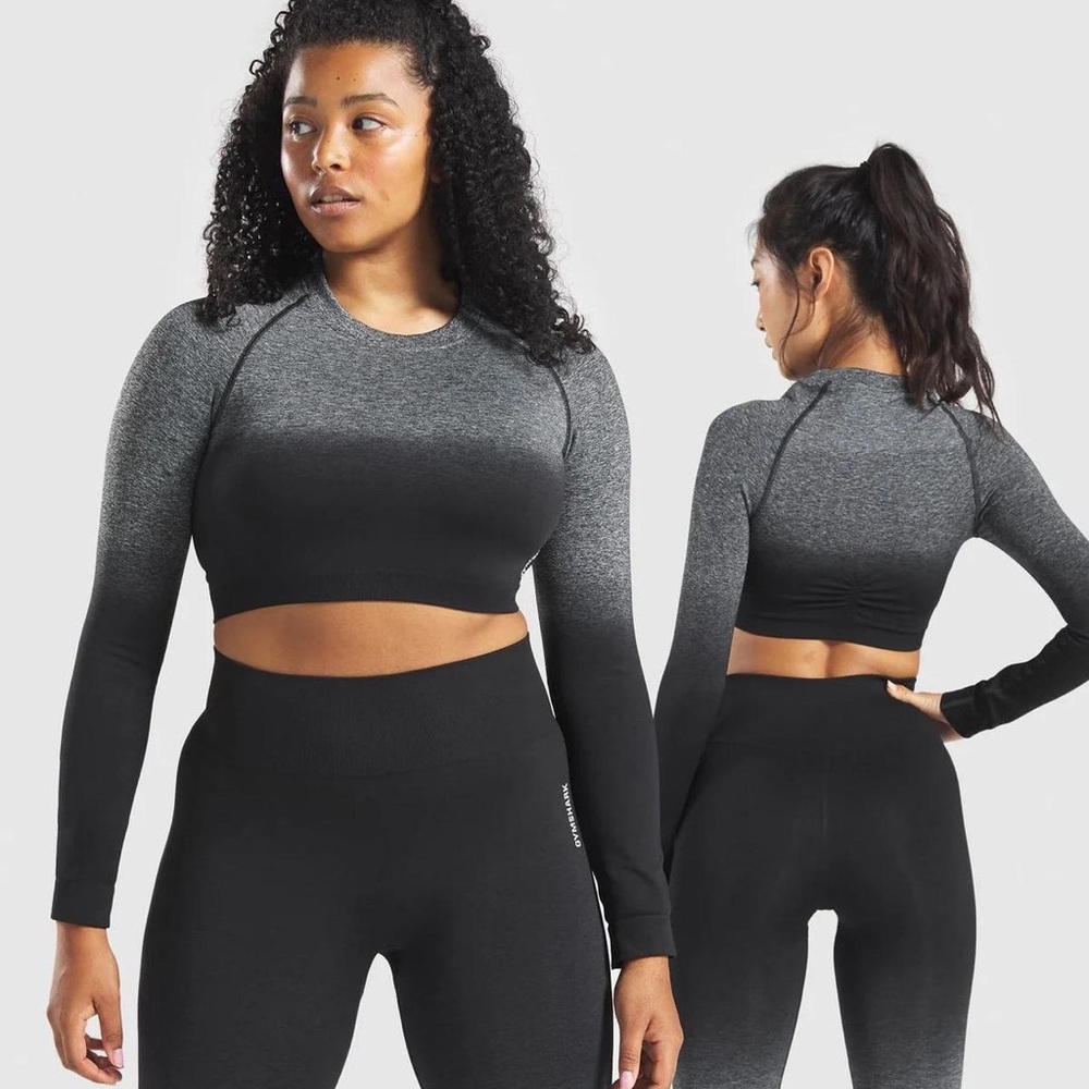 Gymshark SET Adapt Ombré Black and Gray Seamless Top & Leggings Size M - Picture 3 of 17